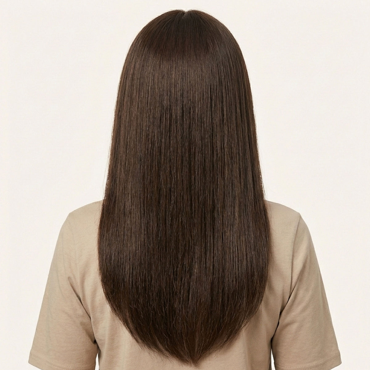Perruque Naturelle Brune Longue - Liliane - dos