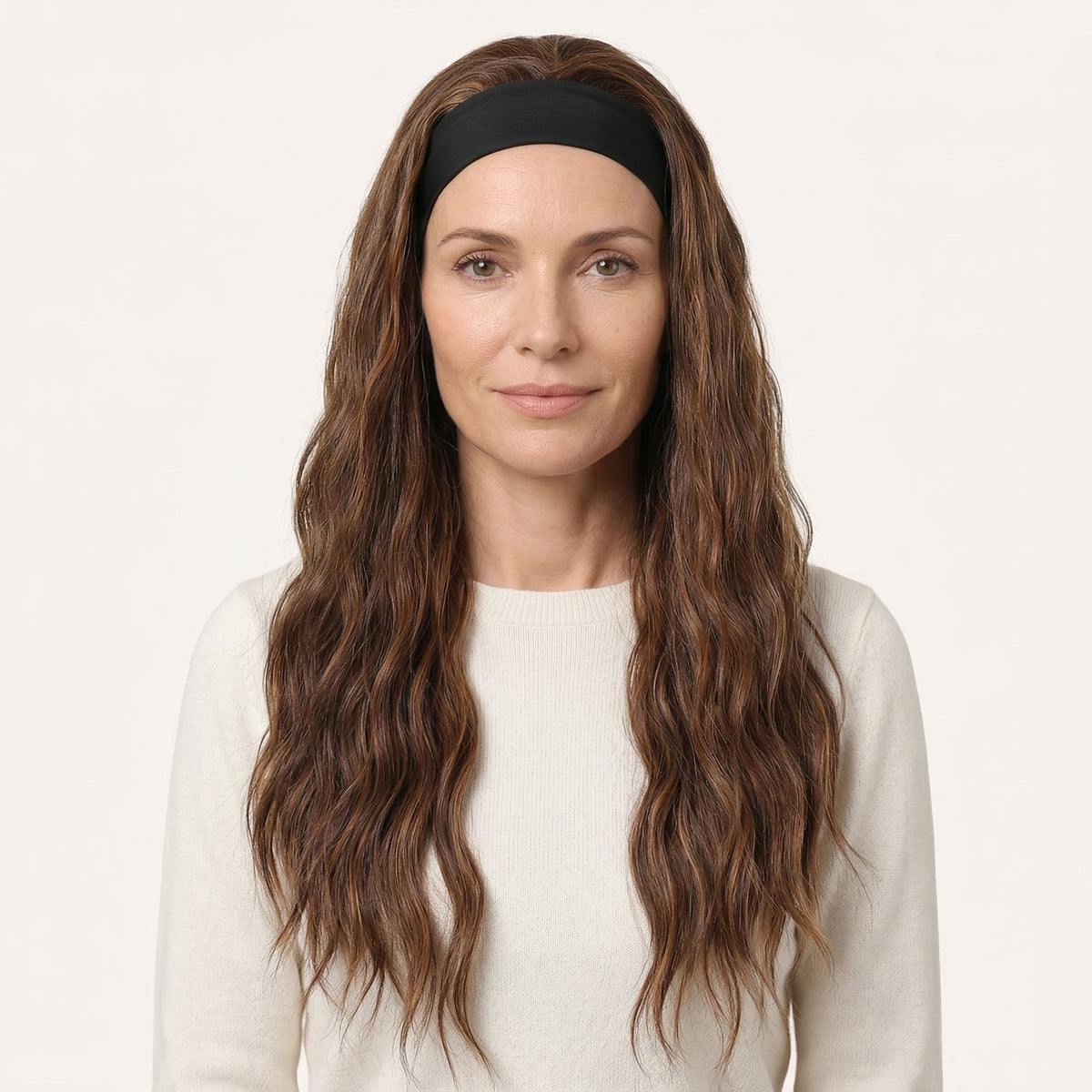 Perruque Synthétique Avec Bandeau Brune Longue - Mélina