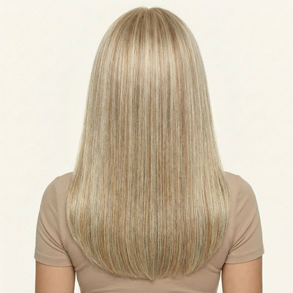 Perruque Synthétique Blonde A Frange Longue - Hélène - dos