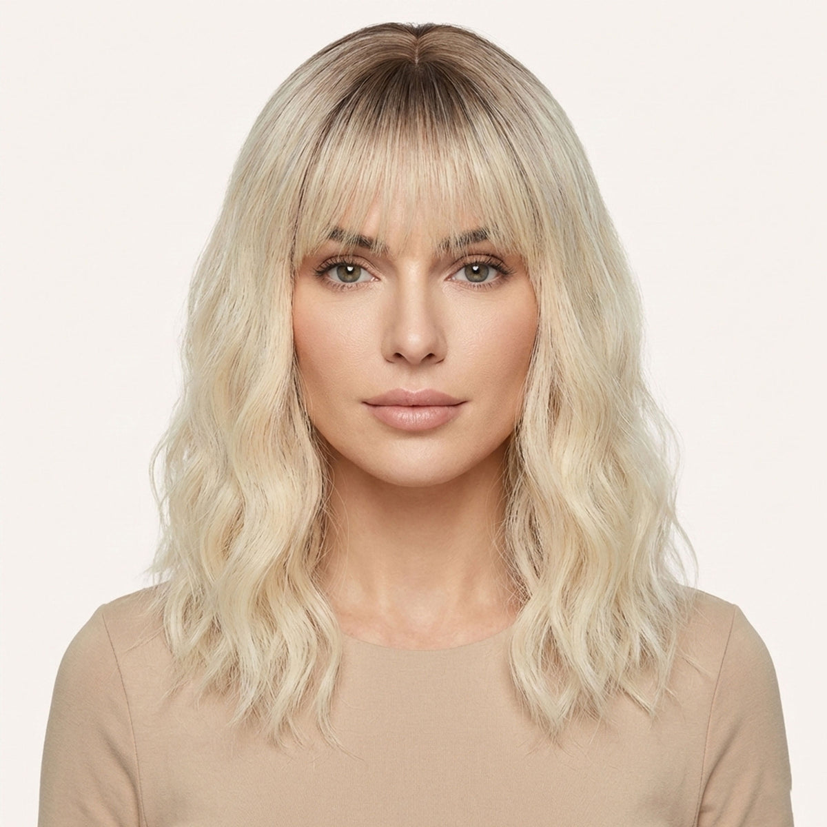 Perruque Synthétique Blonde Bouclée Mi-Longue - Maëva