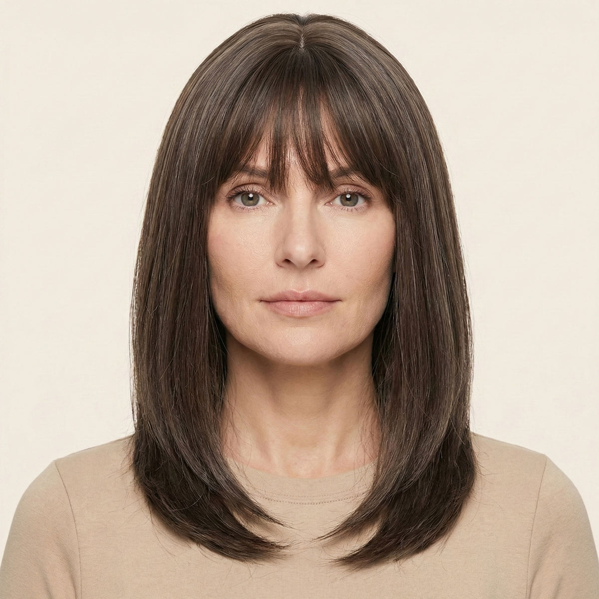 Perruque Synthétique Brune Carré Long - Julie