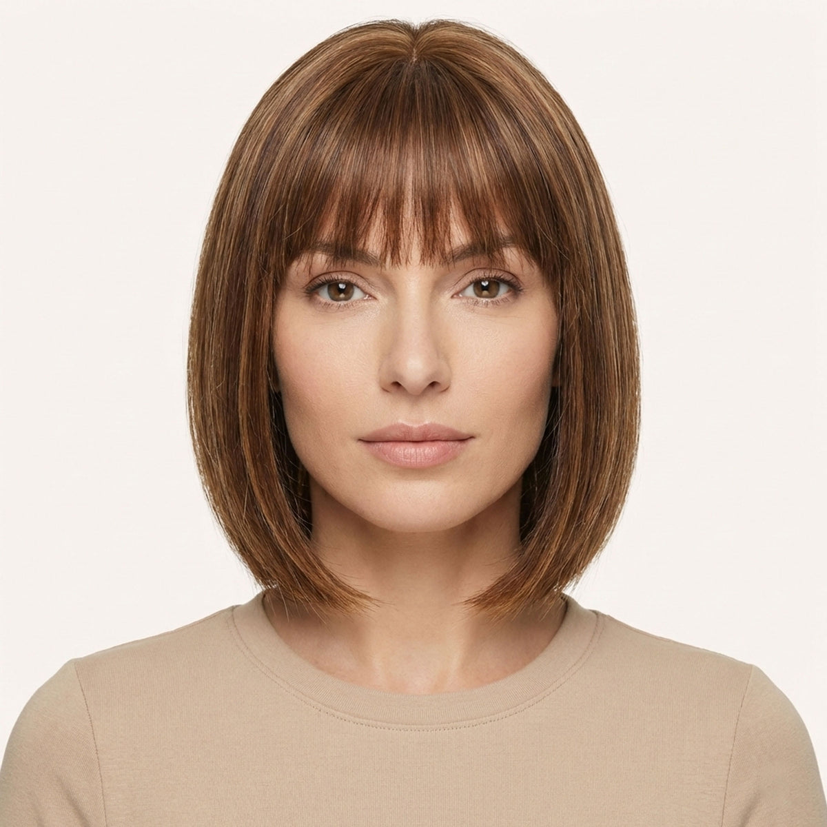 Perruque Synthétique Brune Carré Long - Oriane