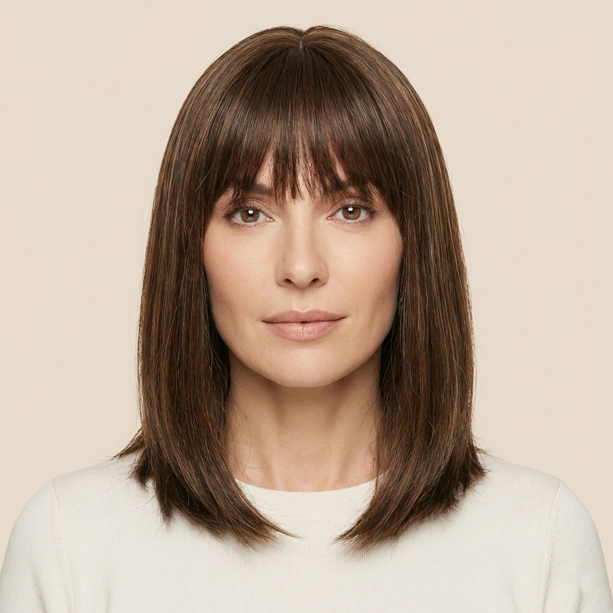 Perruque Synthétique Brune Carré Mi-Long - Justine