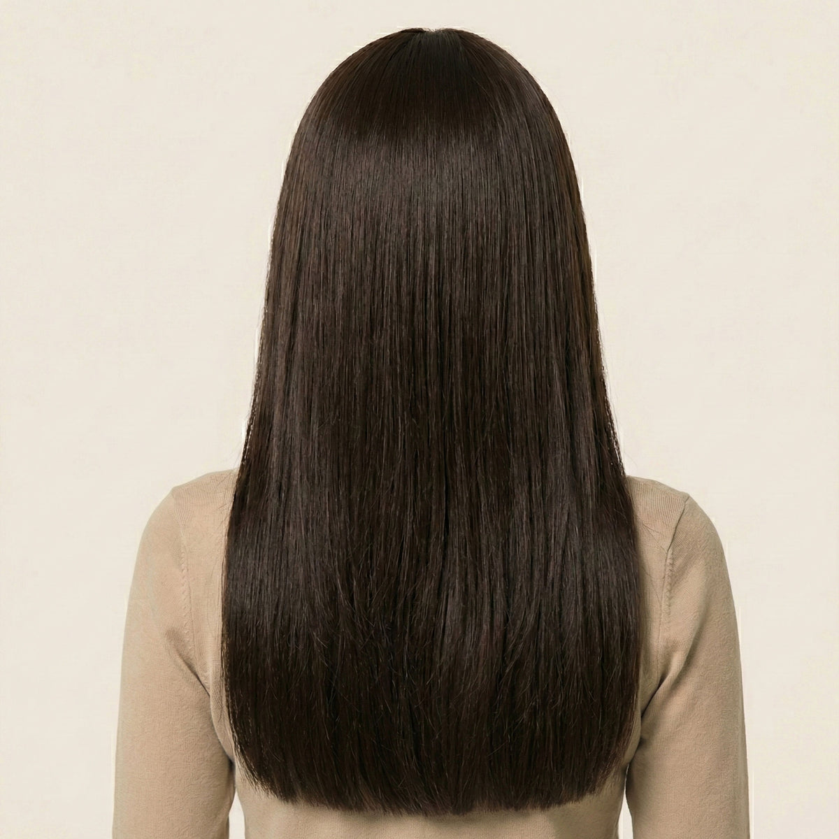 Perruque Synthétique Brune Longue - Eulalie - dos