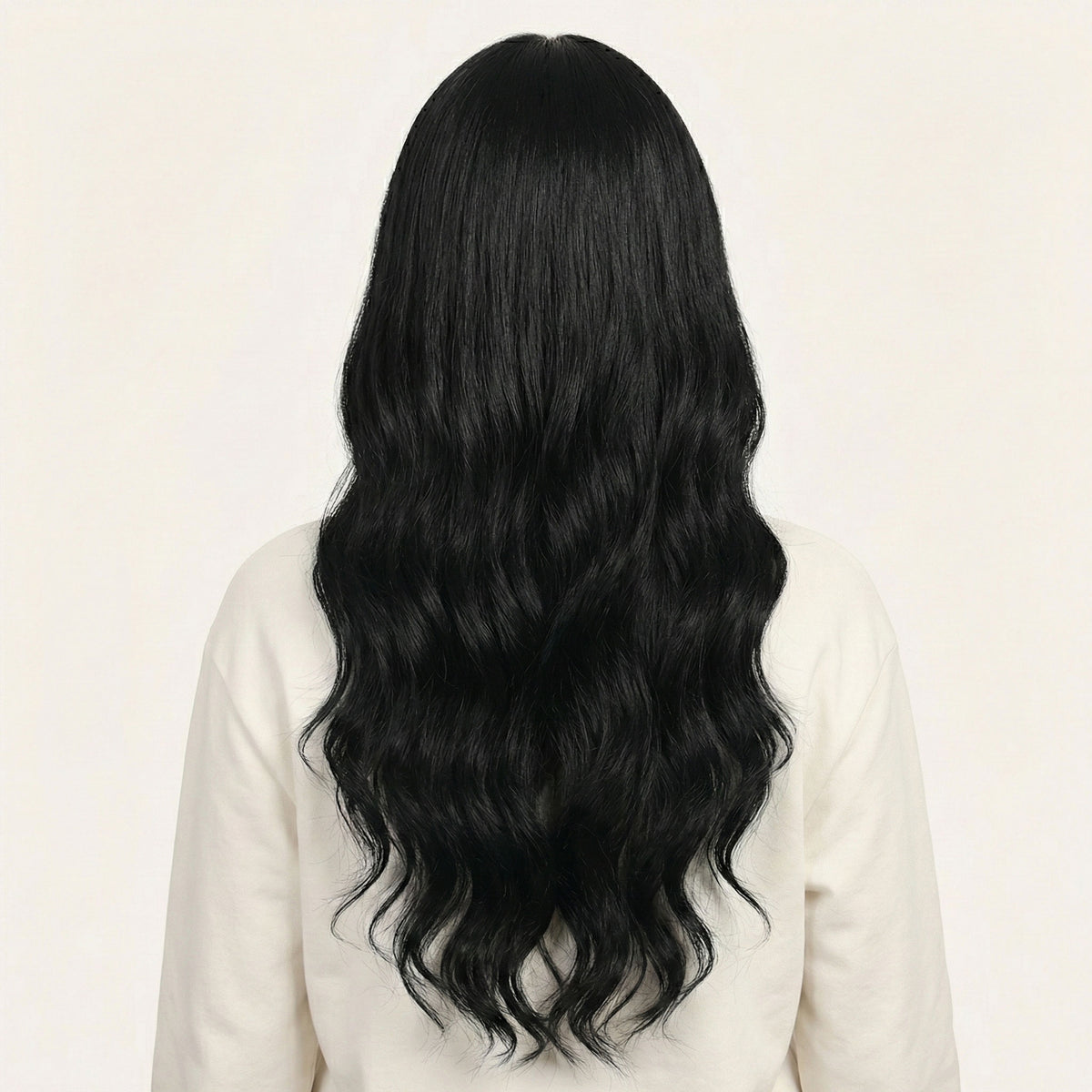 Perruque Synthétique Noire Longue - Vianne - dos