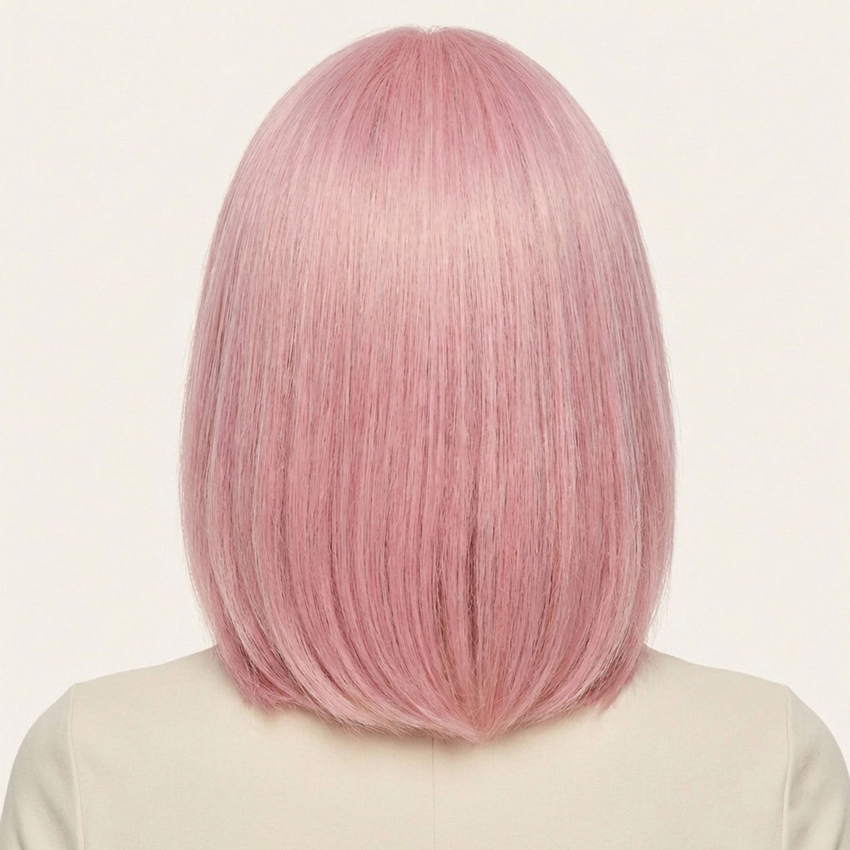 Perruque Synthétique Rose A Frange Courte - Wilhelmine - dos