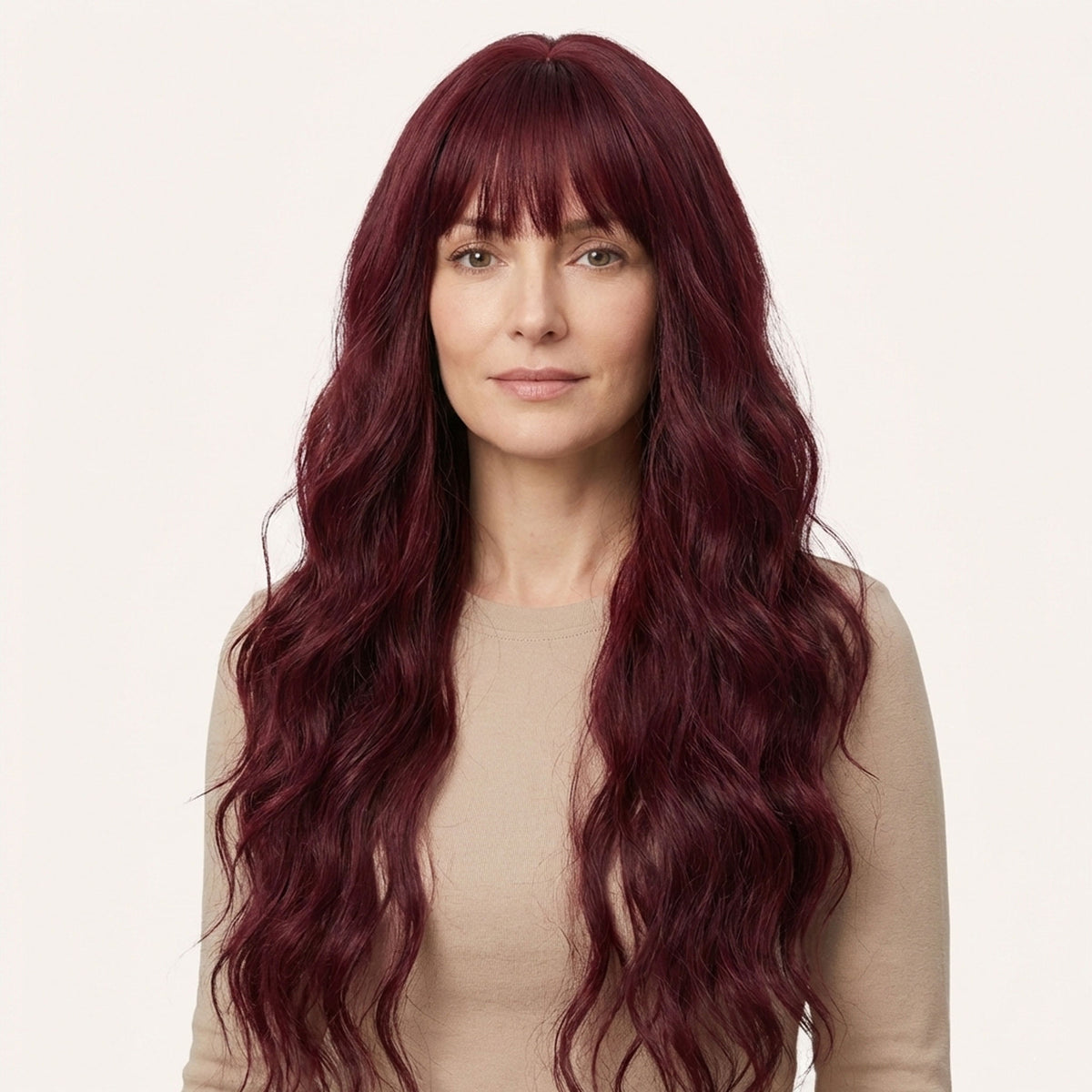 Perruque Synthétique Rouge Bouclée Longue - Delphine