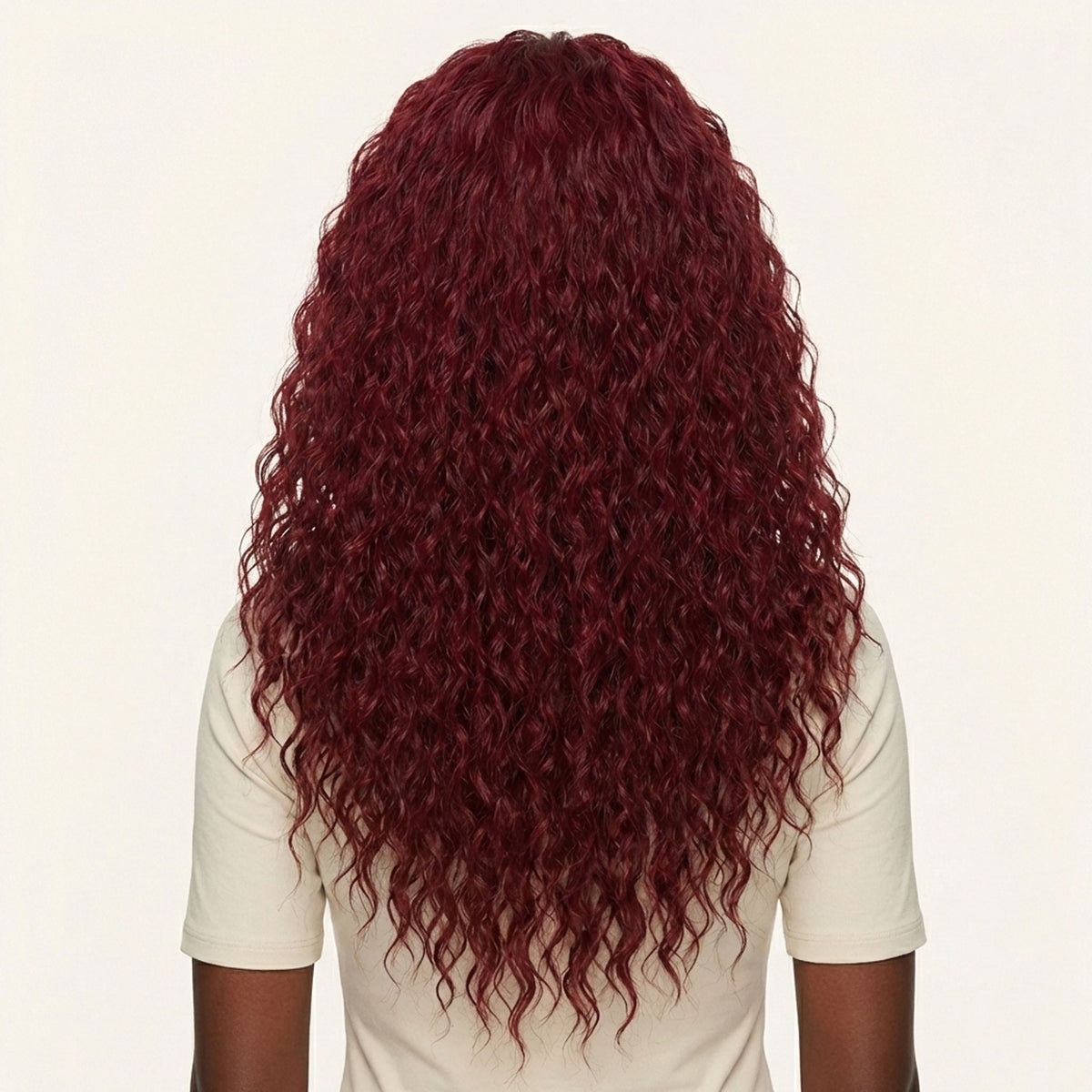 Perruque Synthétique Rouge Bouclée Longue - Florine - dos