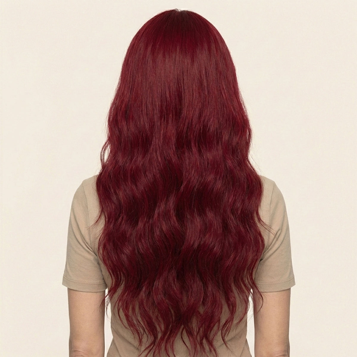 Perruque Synthétique Rouge Bouclée Longue - Pascale - dos