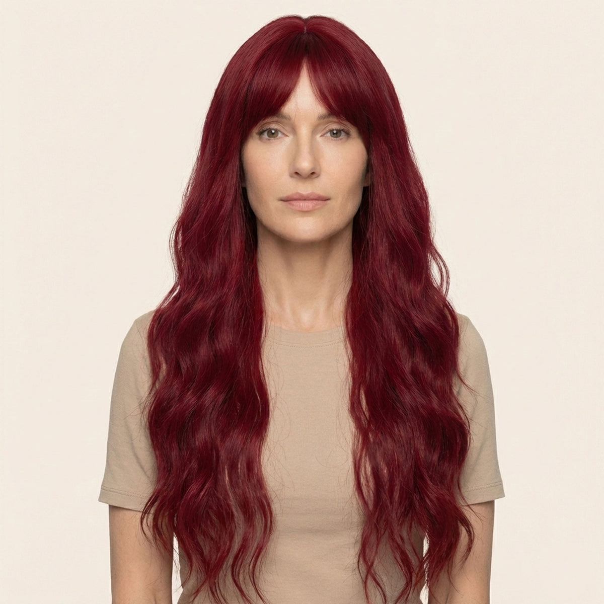 Perruque Synthétique Rouge Bouclée Longue - Pascale
