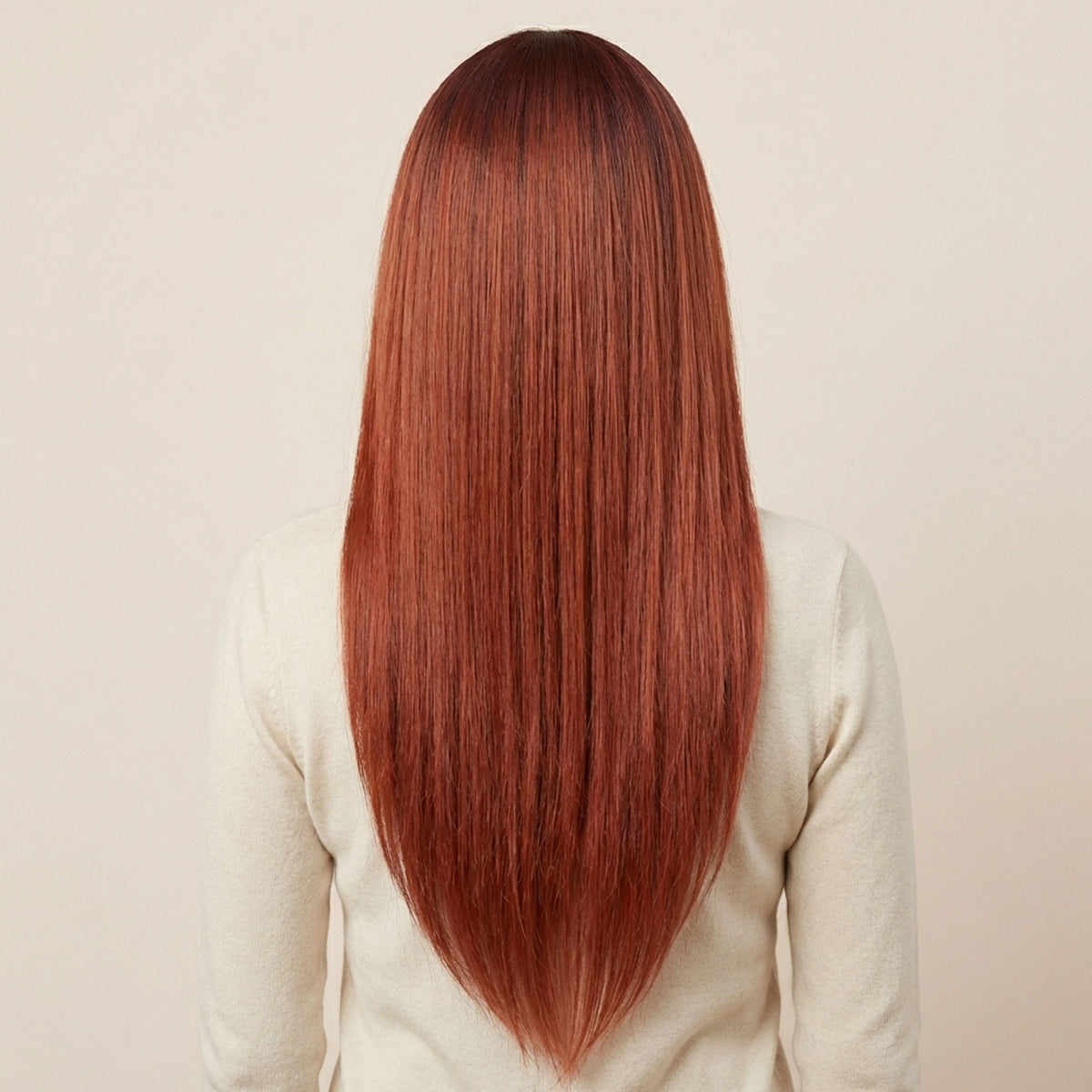Perruque Synthétique Rouge Longue - Yael - dos