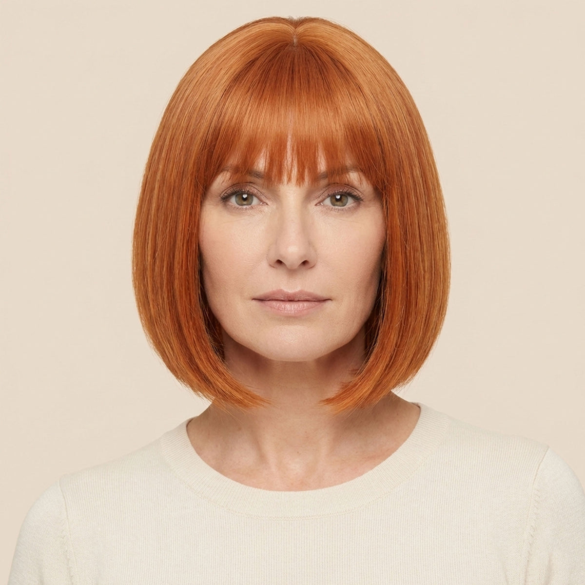 Perruque Synthétique Rousse A Frange - Léonie