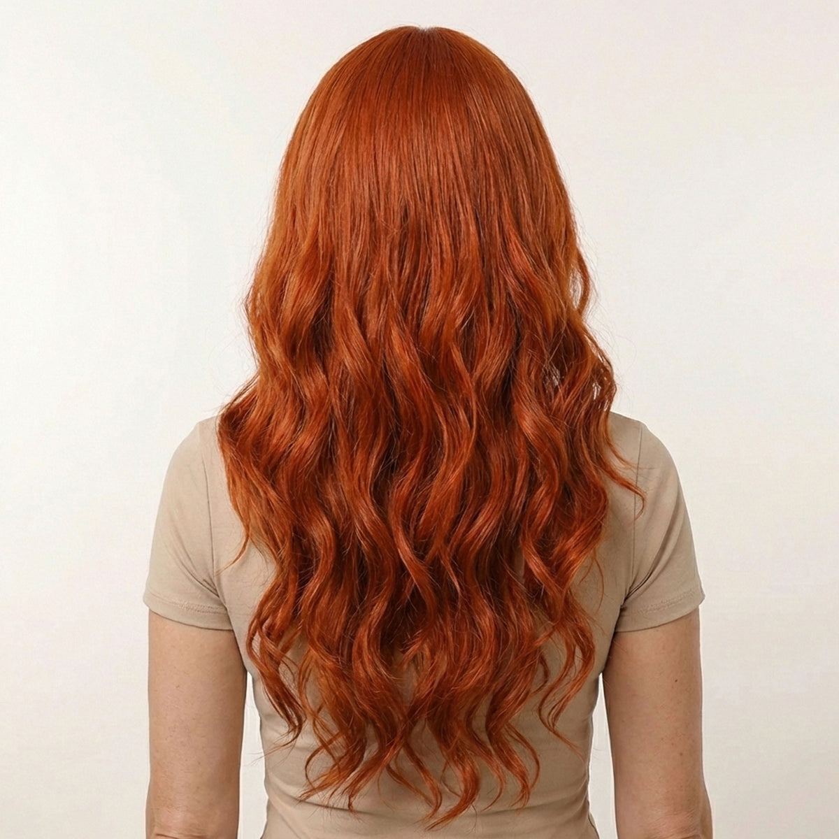 Perruque Synthétique Rousse Bouclée Longue - Aurore - dos