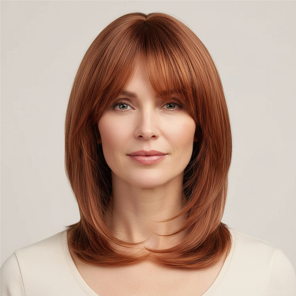 Perruque Synthétique Rousse Mi-Longue - Nadine