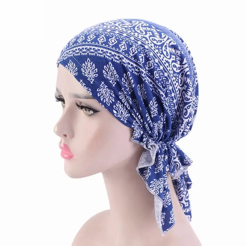 Foulard Turban Bleu Et Blanc