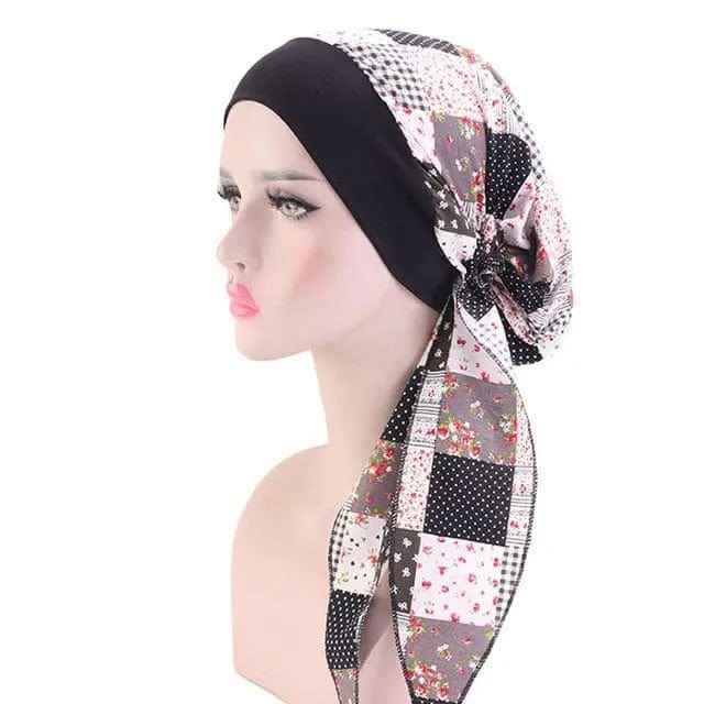 Foulard Turban Coton Motif Carreaux