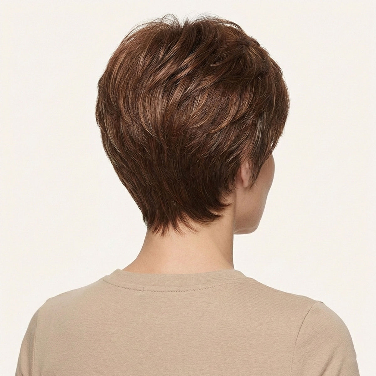 Perruque Naturelle Brune Courte - Amal - dos