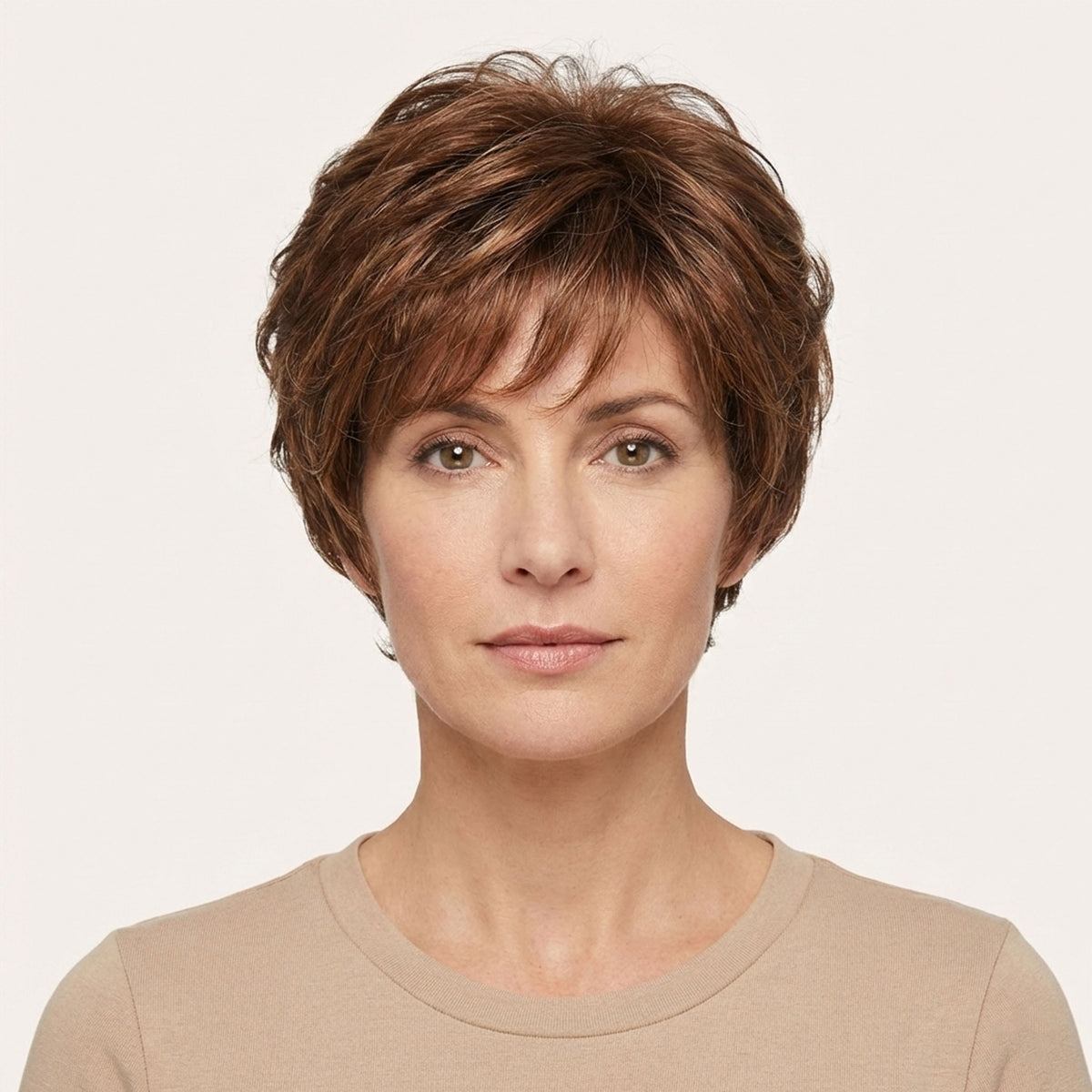 Perruque Semi naturelle Brune Carré Court - Anastasia