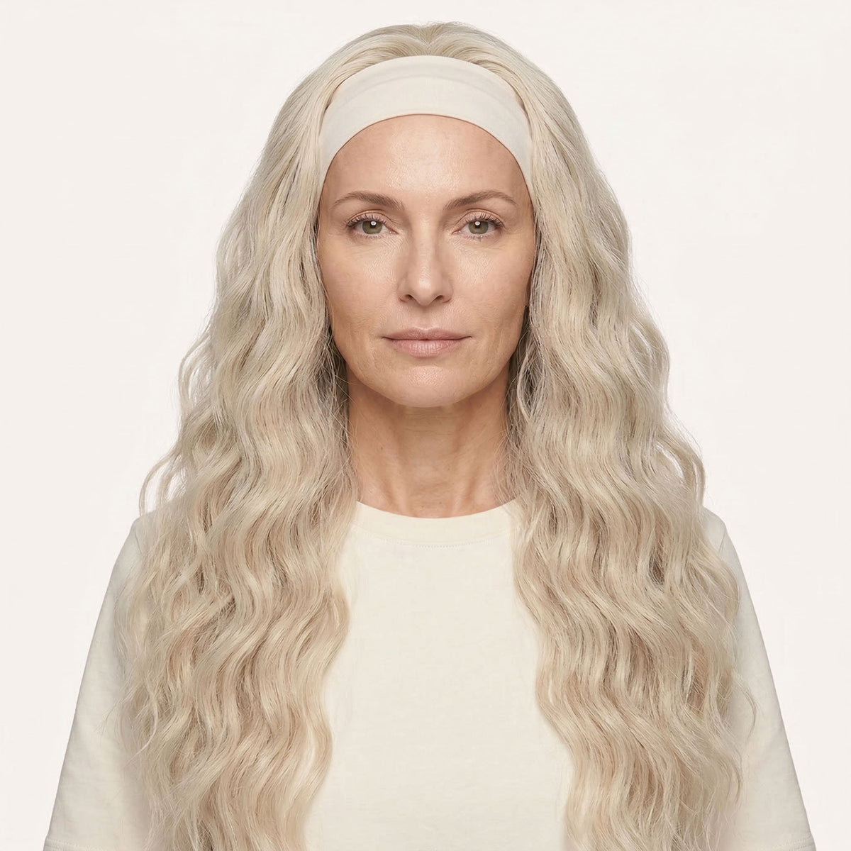 Perruque Synthétique Avec Bandeau Blonde Longue - Élina