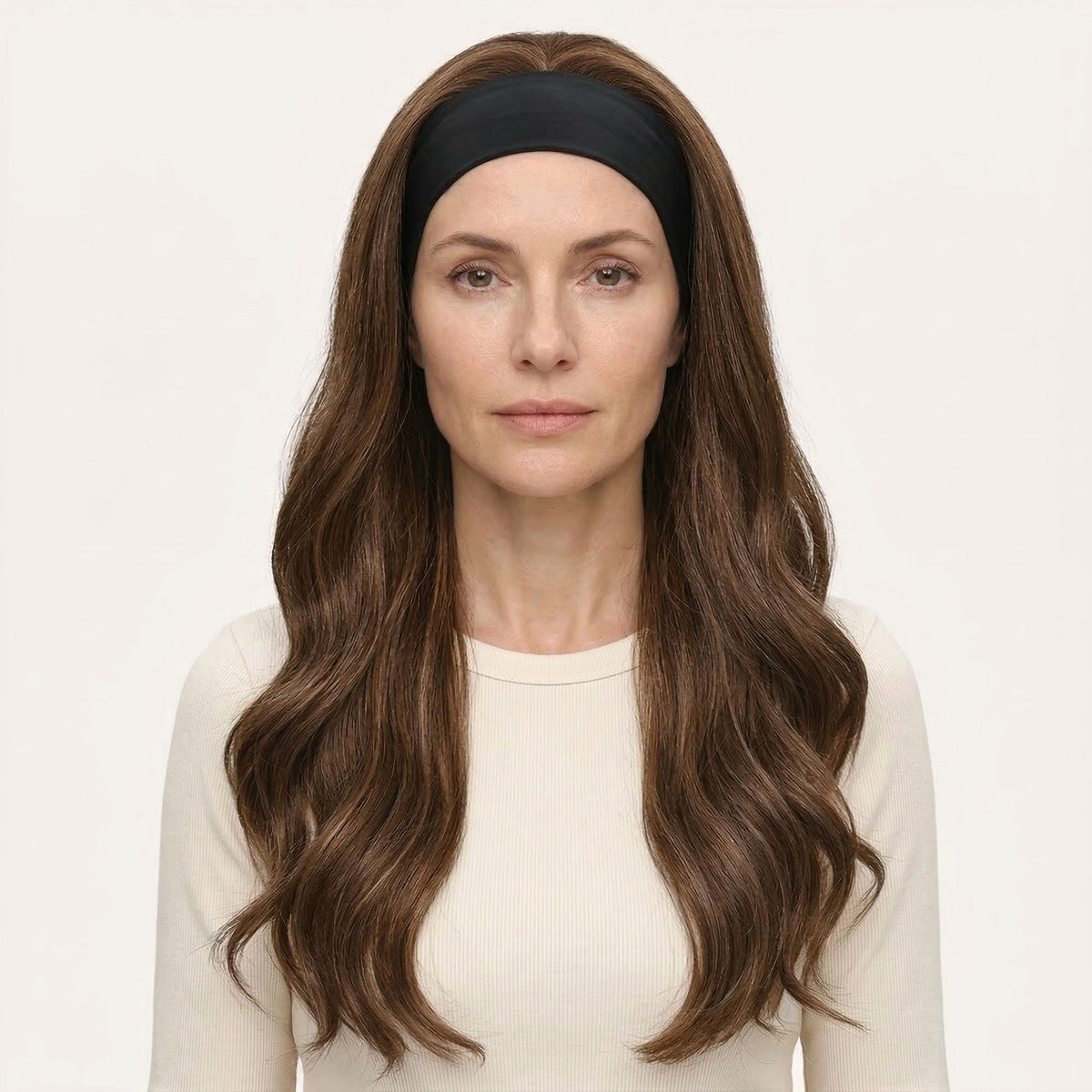 Perruque Synthétique Avec Bandeau Brune Longue Ondulée - Inès