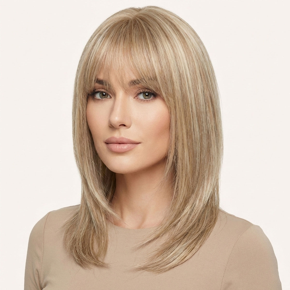 Perruque Synthétique Blonde A Frange Longue - Hélène