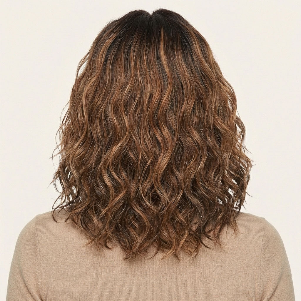 Perruque Synthétique Brune Bouclée Courte - Yasmine - dos
