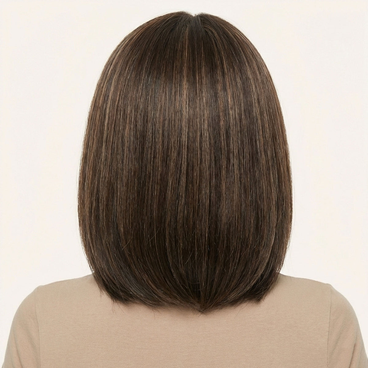 Perruque Synthétique Brune Carré Mi-Long - Bérénice - dos