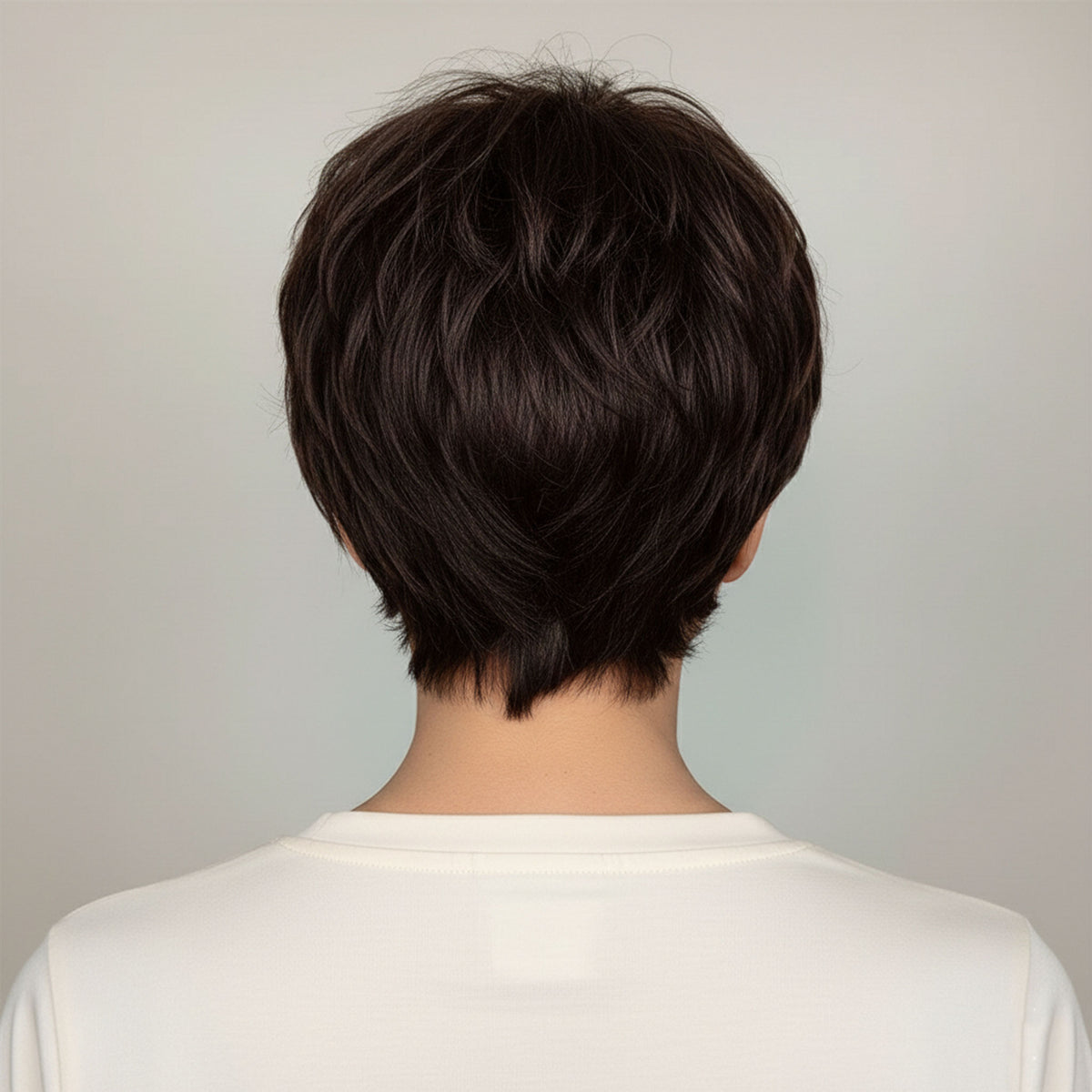 Perruque Synthétique Brune Courte - Ursula - dos