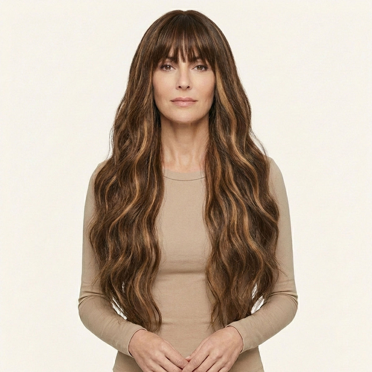 Perruque Synthétique Brune Longue - Célia