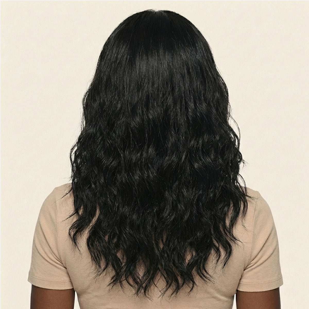 Perruque Synthétique Noire Bouclée Mi-Longue - Dominique