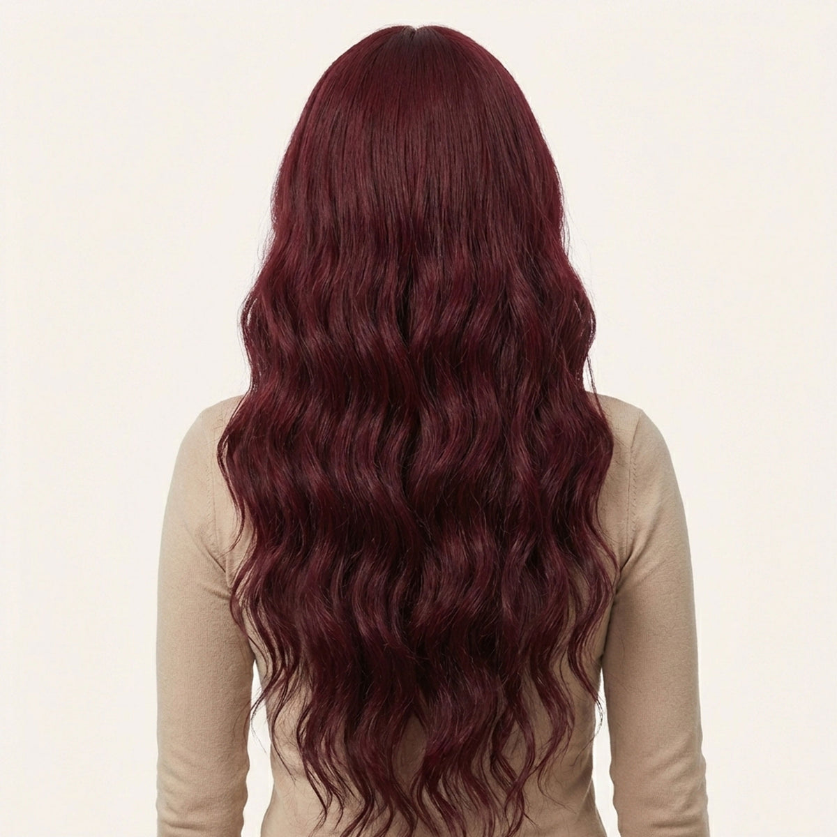 Perruque Synthétique Rouge Bouclée Longue - Delphine - dos