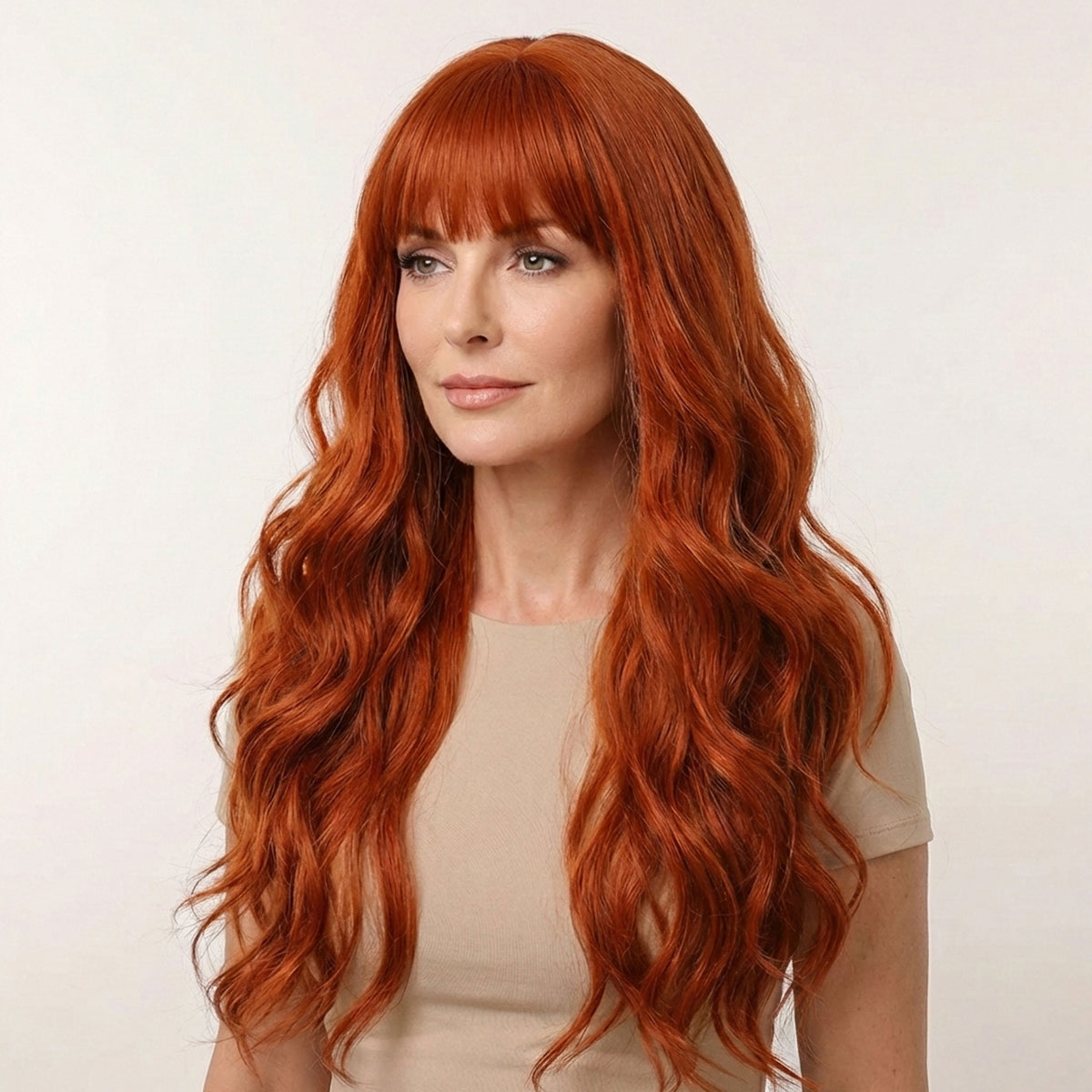Perruque Synthétique Rousse Bouclée Longue - Aurore
