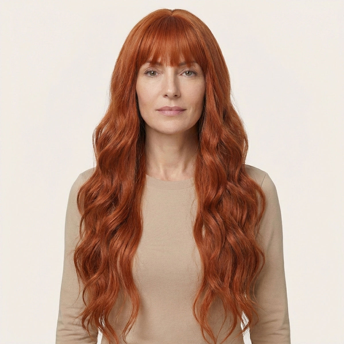 Perruque Synthétique Rousse Bouclée Longue - Odile