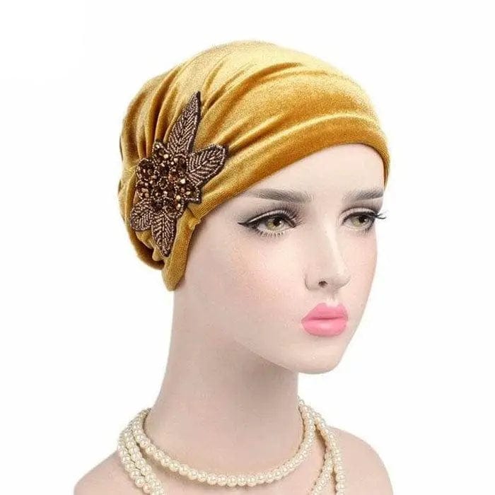 Turban Jaune Et Perles