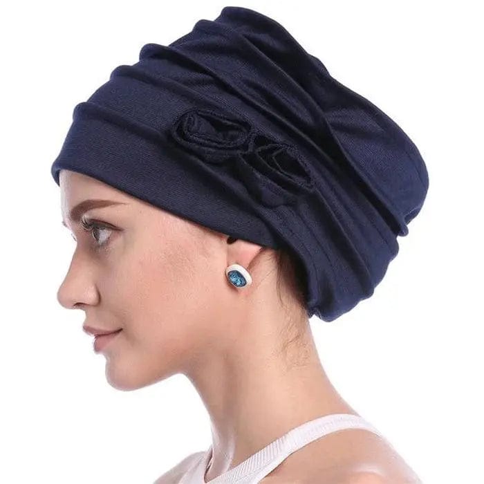 Turban à Fleur Couleur Bleu Marine